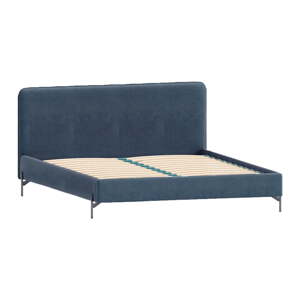 Tamno plavi tapecirani krevet s podnicom 90x200 cm Barker – Ropez