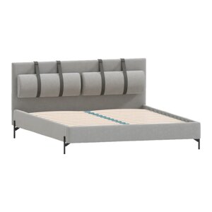 Svijetlo sivi tapecirani bračni krevet s podnicom 180x200 cm Tulsa – Ropez