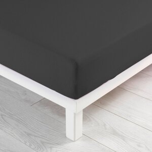 Antracitno siva plahta s gumom od jeseya 90x190 cm Jersy – douceur d'intérieur