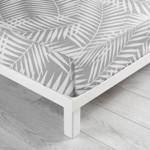 Bijela/siva pamučna plahta s gumom 160x200 cm Botania – douceur d'intérieur
