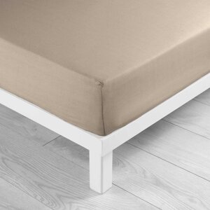 Svjetlo smeđa pamučna plahta s gumom 180x200 cm Lina – douceur d'intérieur