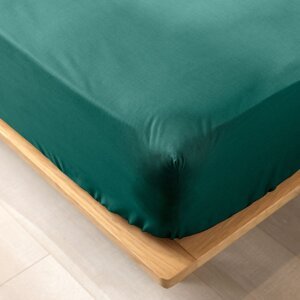 Zelena plahta s gumom od organskog pamuka 90x190 cm Biolina – douceur d'intérieur