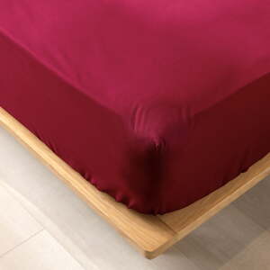 Crvena plahta s gumom od organskog pamuka 90x190 cm Biolina – douceur d'intérieur
