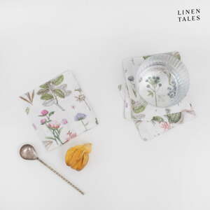 Bijeli/zeleni podmetači za čaše u setu 4 kom od tkanine White Botany – Linen Tales