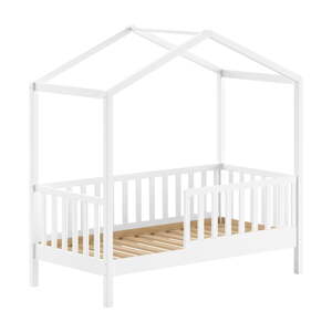 Bijeli dječji krevet od masivnog bora u obliku kućice s podnicom 70x140 cm DALLAS – Vipack