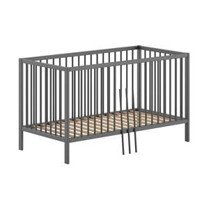 Antracitno sivi dječji krevet od masivnog bora 70x140 cm DINO – Vipack