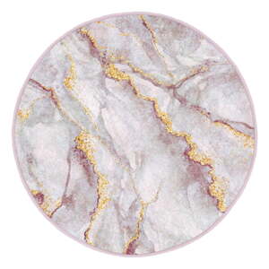 Svijetlo ružičasti/u zlatnoj boji periv okrugao tepih ø 80 cm Marble – Mila Home