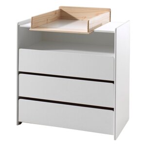 Bijela niska dječja komoda od masivnog bora s promjenjivim stolom 90x106 cm KIDDY – Vipack