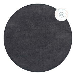 Tamno sivi perivi okrugao tepih od recikliranih vlakna 133x133 cm Fluffy – Flair Rugs