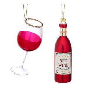 Stakleni ukrasi za božićno drvce u setu 2 kom Red Wine – Sass & Belle