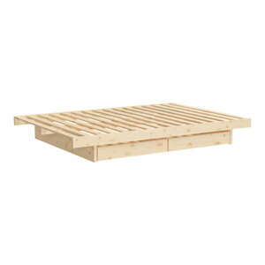 Krevet od masivnog bora s prostorom za pohranu s podnicom 120x200 cm u prirodnoj boji Kanso – Karup Design