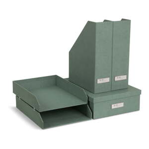 Zeleni kartonski uredski organizatori u setu 5 kom za dokumente Holger Canvas Paper Laminate – Bigso