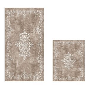 Smeđe-sive kupaonske prostirke u setu 2 kom 60x100 cm – Foutastic