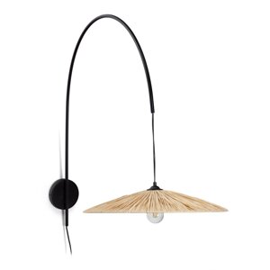 Crna/u prirodnoj boji zidna lampa Rosella – Kave Home