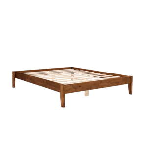 Bračni krevet od masivne smreke s podnicom 140x200 cm u prirodnoj boji/tamno smeđi Galaksi – Kalune Design