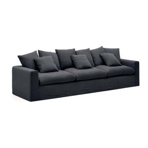 Antracitno siva lanena sofa 340 cm Nora – Kave Home