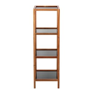 Crna/u prirodnoj boji staklena kupaonska polica 36x112 cm Fondi – Wenko