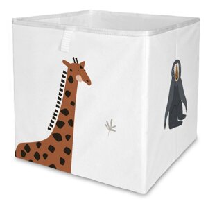 Bijeli tekstilni organizator za dječje igračke 32x32x32 cm Safari Animals – Butter Kings