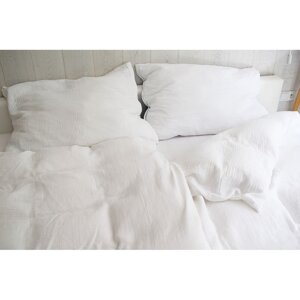Bijela posteljina za bračni krevet od muslina 200x200 cm Plain Muslin – Butter Kings