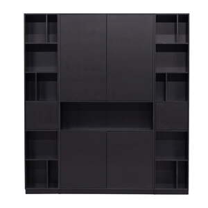 Crna modularna biblioteka od masivnog bora 190x210 cm Finca – WOOOD