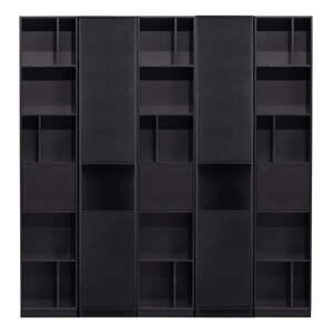 Crna modularna biblioteka od masivnog bora 200x210 cm Finca – WOOOD