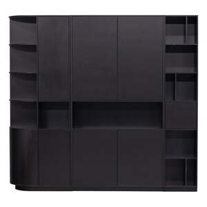 Crna modularna biblioteka od masivnog bora 228x210 cm Finca – WOOOD