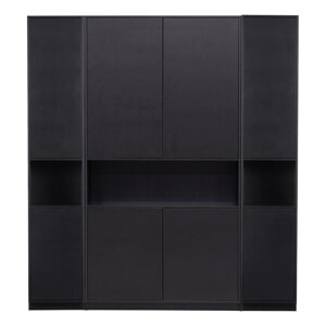 Crna modularna biblioteka od masivnog bora 190x210 cm Finca – WOOOD