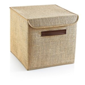 Svjetlo smeđa kutija za pohranu s poklopcem od jute 30x30x30 cm – Mioli Decor