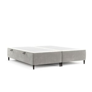Svijetlo sivi tapecirani bračni krevet s prostorom za pohranu 200x200 cm Tate – Maison de Rêve