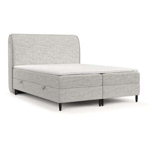 Svijetlo sivi boxspring krevet s prostorom za pohranu 200x200 cm Melba – Maison de Rêve