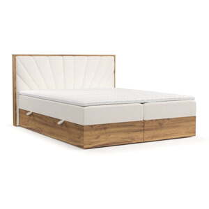 Krem/u prirodnoj boji boxspring krevet s prostorom za pohranu 200x200 cm Asahi – Maison de Rêve