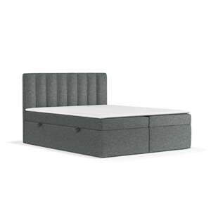 Tamno sivi boxspring krevet s prostorom za pohranu 160x200 cm Novento – Maison de Rêve