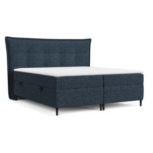 Tamno plavi boxspring krevet s prostorom za pohranu 140x200 cm Sinai – Maison de Rêve
