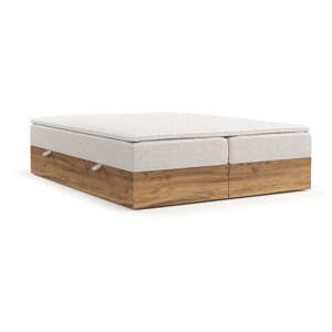 Boxspring krevet s prostorom za pohranu 200x200 cm u prirodnoj boji/svjetlo smeđi Faro – Maison de Rêve