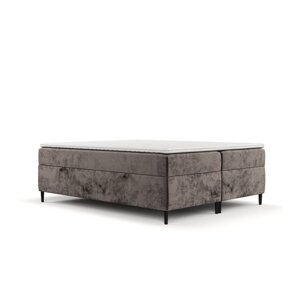 Smeđi boxspring krevet s prostorom za pohranu 200x200 cm Araya – Maison de Rêve