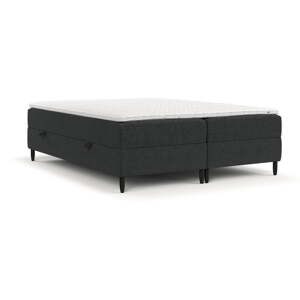Tamno sivi boxspring krevet s prostorom za pohranu 140x200 cm Malte – Maison de Rêve