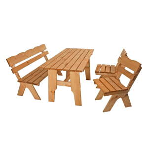 Vrtni blagovaonski set od masivnog bora u prirodnoj boji za 4 osobe Black Forest – Garden Pleasure