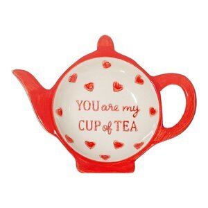 Crveni/bijeli keramički pladanj za vrećice čaja You are My Cup of Tea – Sass & Belle