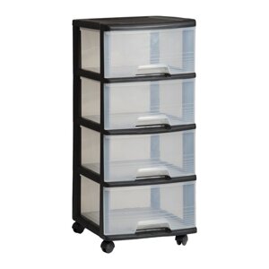 Crni/prozirni plastični regal na kotačima 37x80,5 cm – Curver