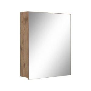 Zidni/s ogledalom kupaonski ormarić u dekoru hrasta u prirodnoj boji 60x70 cm Wisla – Støraa
