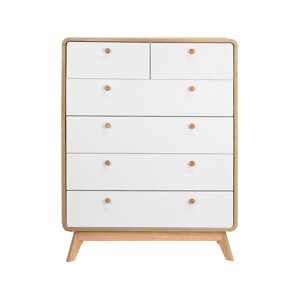 Bijela/u prirodnoj boji visoka komoda u dekoru hrasta 81x104 cm Caitlin – Støraa