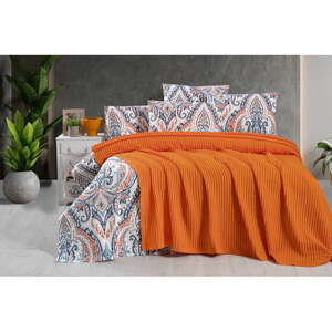 Narančasti pamučan prekrivač 220x240 cm Waffle – Mila Home