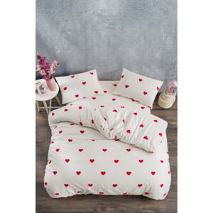 Krem posteljina za bračni krevet/za produženi krevet od renforce pamuka s uključenom plahtom/4-dijelna 200x220 cm Mini Hearts – Mila Home