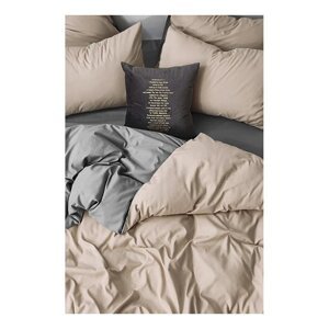Siva/bež posteljina za bračni krevet/za produženi krevet od renforce pamuka s uključenom plahtom/4-dijelna 200x220 cm – Mila Home