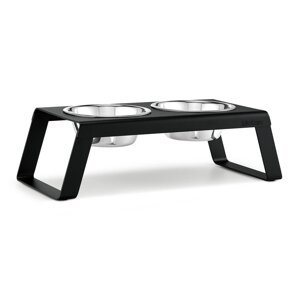 Metalni set posuda s postoljem za pse Desco Black M – MiaCara