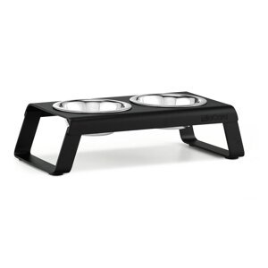 Metalni set posuda s postoljem za pse Desco Black S – MiaCara