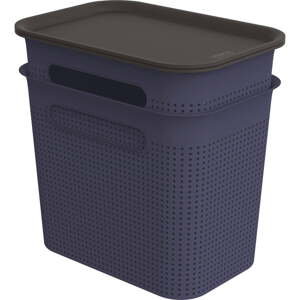 Tamno plave plastične kutije za pohranu u setu  2 kom s poklopcem 18,5x27x26 cm Brisen – Rotho