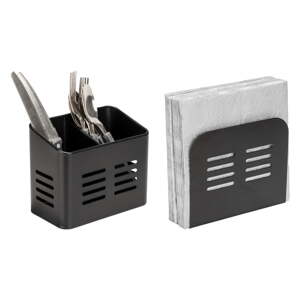 Metalni držač za pribor i salvete u setu 2 kom Black Outdoor Kitchen Baco – Wenko