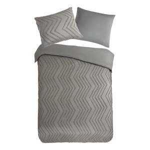 Siva/smeđa posteljina za krevet za jednu osobu/za produženi krevet od mikrovlakana 140x220 cm Pure Zigzag – Good Morning