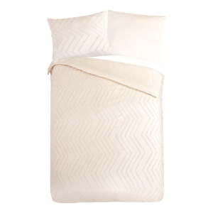 Krem posteljina za krevet za jednu osobu/za produženi krevet od mikrovlakana 140x220 cm Pure Zigzag – Good Morning